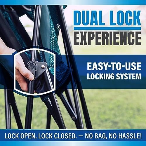 Kijaro Dual Lock Folding Camp Chairs - Versatile for Sports, Outdoors & Lawns - Locks Positions - Maldives Blue