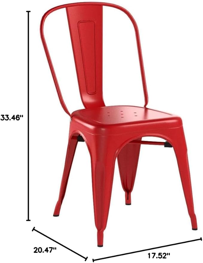 FDW Metal Dining Chairs Set of 4 Indoor Outdoor Chairs Patio Chairs Kitchen Metal Chairs 18 Inch Seat Height Restaurant Stackable Chair Tolix Side 330LBS Weight Capacity