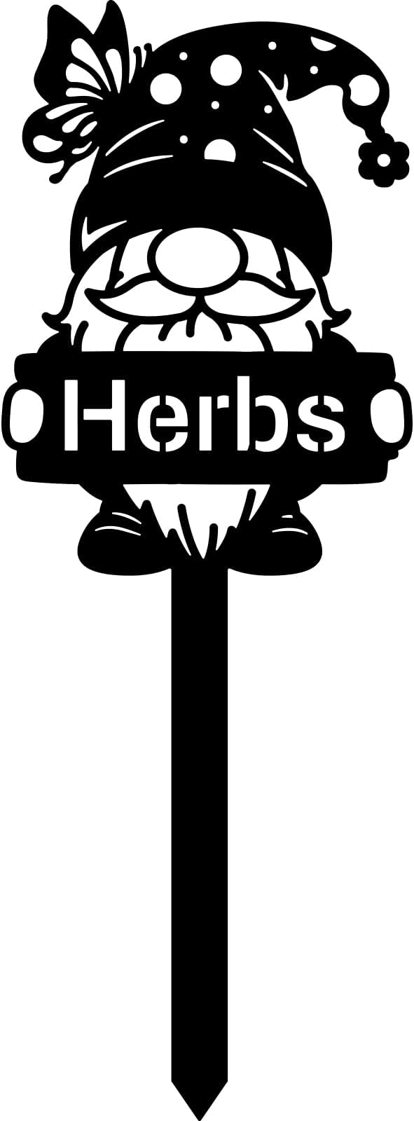 CUTHOLLOW Metal Plant Marker Stake Herbs and Gnome for Outdoor Indoor, Waterproof 11.8 inch Cute Garden Plant Labels Sign Tag for Herb, Farmhouse Greenhouse Decor - Funny Gardening Gifts
