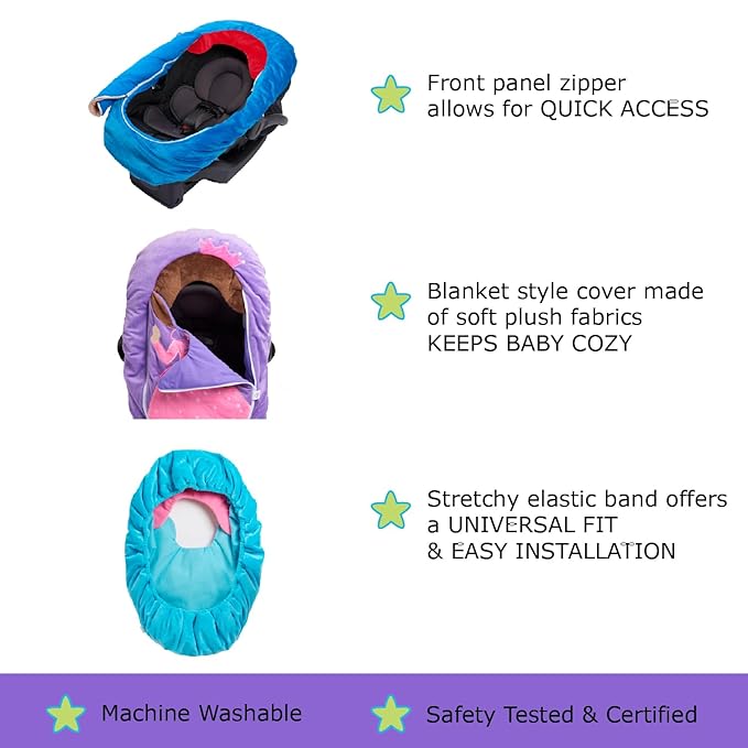Car Seat Cuties, Baby Car Seat Cover, Stretchy Universal Fit Infant Car Seat Carrier Cover for Baby Boys and Girls, Soft & Warm Baby Blanket Style Car Seat Cover, Infant Costume (Fairy)