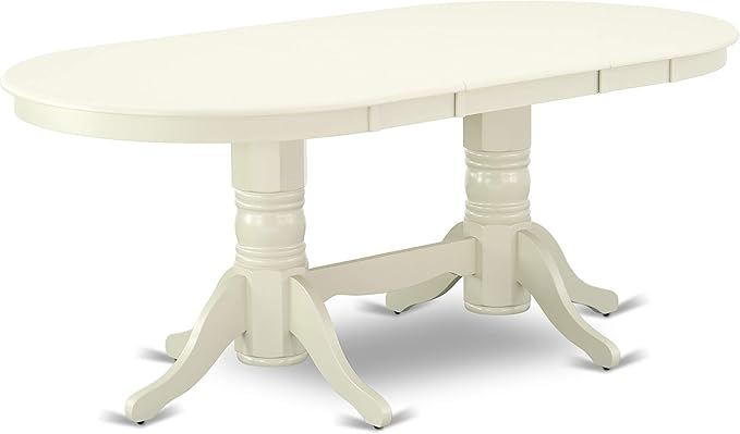 East West Furniture VAVA7-LWH-W 7 Piece Dining Room Table Set Consist of an Oval Kitchen Table with Butterfly Leaf and 6 Dining Chairs, 40x76 Inch, Linen White