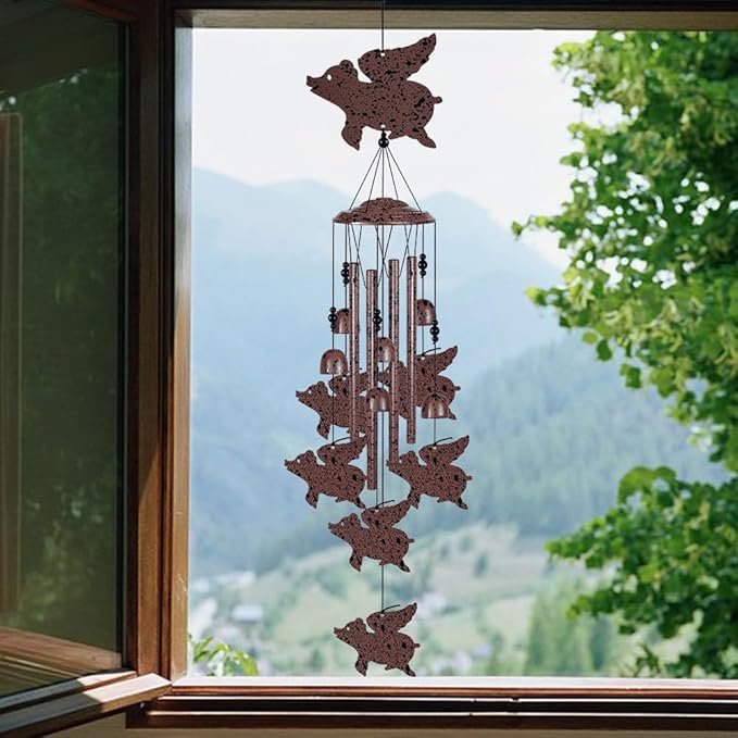 Flying Pigs Wind Chimes Outdoor/Indoor Decoration -Hand-Made Wind Chimes, Mobile Wind Catcher, Blessing Wind Chime, Pigs Ornaments, Pig Wind Bells Gifts for Mom,Home,Balcony,Tree,Festival,Garden Decor