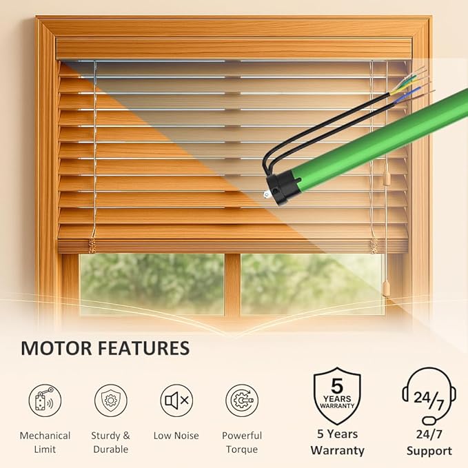 Hardwired Roller Shade Motor 120V AC, Dry Contact Tubular Motor for Smart Blinds, 35mm Quiet Electric Motorized Blinds Kit for Projector Screen Zebra (10 N.m for Φ50mm (2") Round Tube)