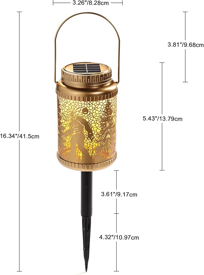 Cooo 2 Pack Solar Pathway Lights & Solar Lanterns Outdoor Waterproof Landscape Path Lights Christmas Lights Gifts for Women Mom Grandma for Garden Yard Patio Backyard Porch Decorations- Gold Wild Man