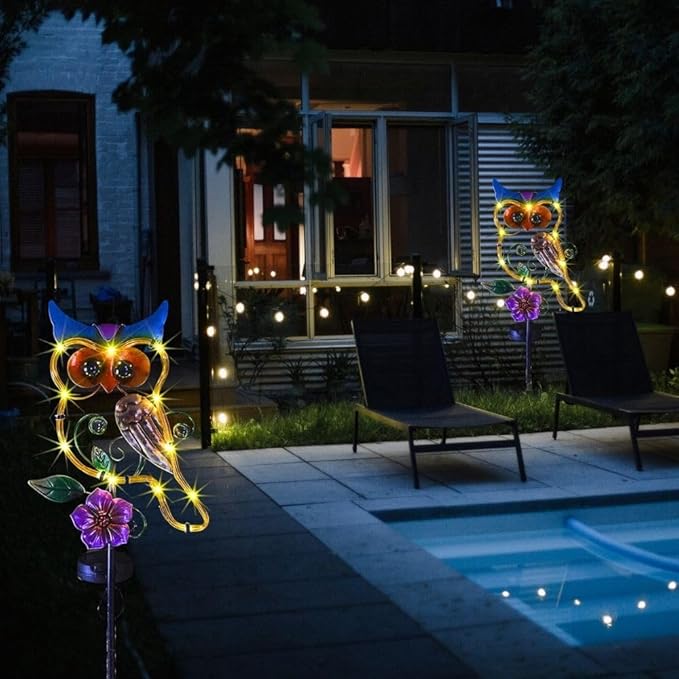 Owl Decorative Solar Light Garden Decor Landscape Path Lights for Outside Yard Patio 41.5" Waterproof Pathway Lawn Art Outdoor Figurine Light Solar Powered Garden Stakes Birthday Present Gift