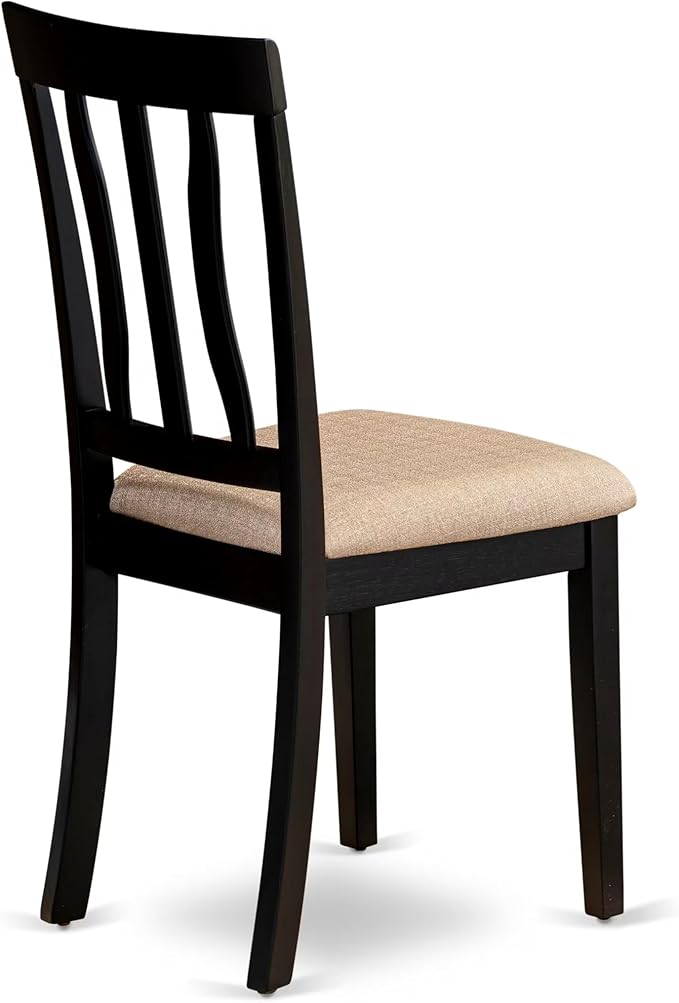 East West Furniture LGAN7-BLK-C 7 Piece Kitchen Table Set Consist of a Rectangle Dining Table with Butterfly Leaf and 6 Linen Fabric Dining Room Chairs, 42x84 Inch, Black