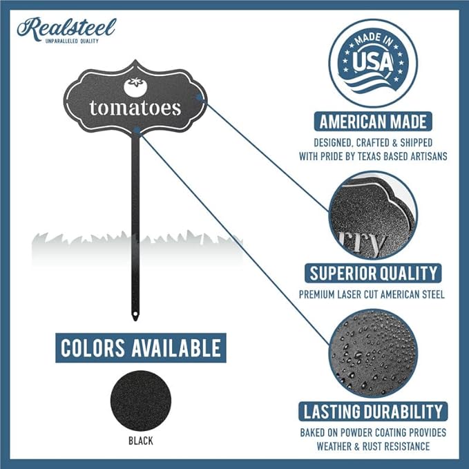 RealSteel - Seed & Plant Markers - Indoor/Outdoor Herb Garden Stakes - Elegant Fruit/Vegetable Seed Labels - Durable Plant Tags for Pots - Classy Design for Farmhouse/Greenhouse (Asparagus)