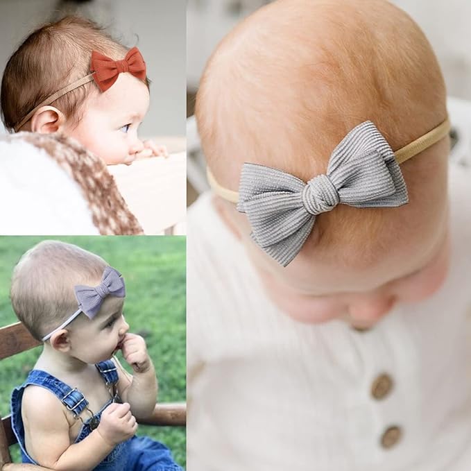 Baby Girl Headbands and Bows, Newborn Infant Toddler Nylon Elastics Hairbands Hair Accessories