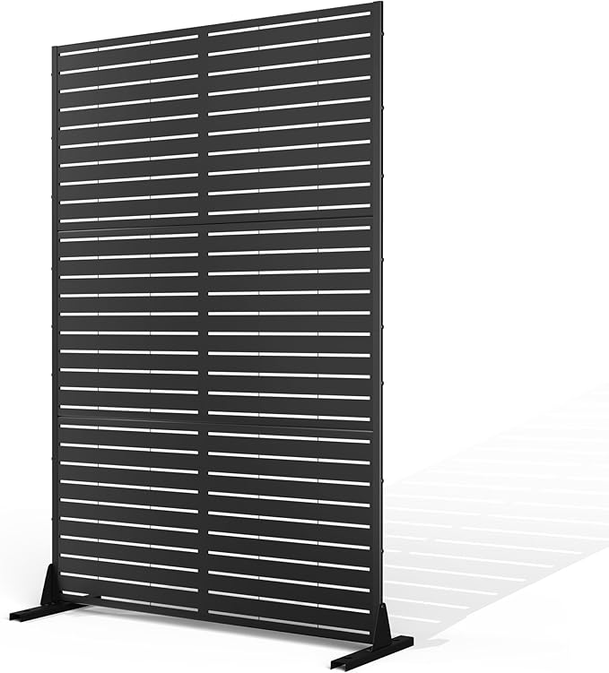 Metal Privacy Screen Outdoor Privacy Screen, Freestanding Fence Panel for Outside, 72''H×44''W, Decorative Screen Panel for Backyard/Patio/Deck