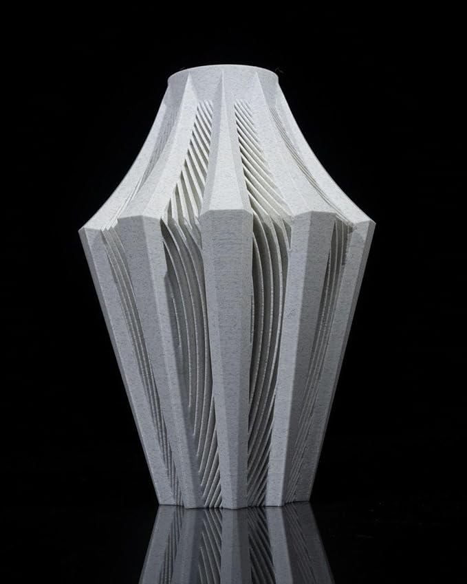 Aether Gray Vase – Modern Architectural Design | Eco-Friendly Home Decor (Primary color:Silver;)