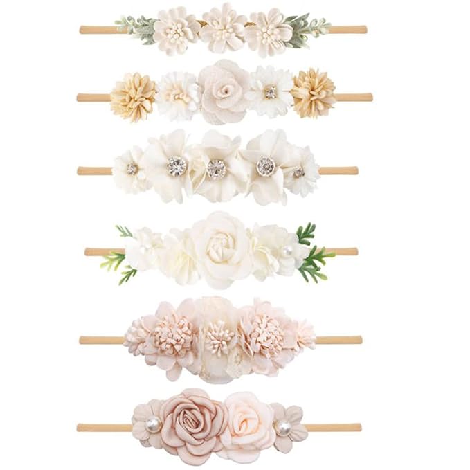 6pcs Baby Headbands Nweborn Flower Hair Bows for Girls-Infant Elastic Hair Band Bows Wraps Baby Headband Hair Accessories Gifts for Toddles