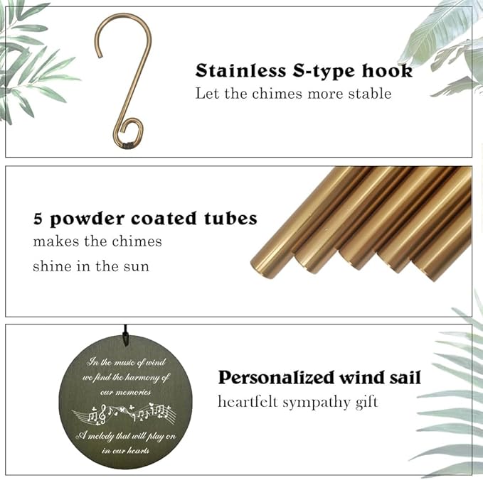 Personalized Memorial Wind Chimes, 36inch Sympathy Gifts Wind Chime, Butterfly Mourn Wind Chimes, Deep Tone Custom Gifts for Loss of Loved Dad/Mom for Funeral (Produced in USA)