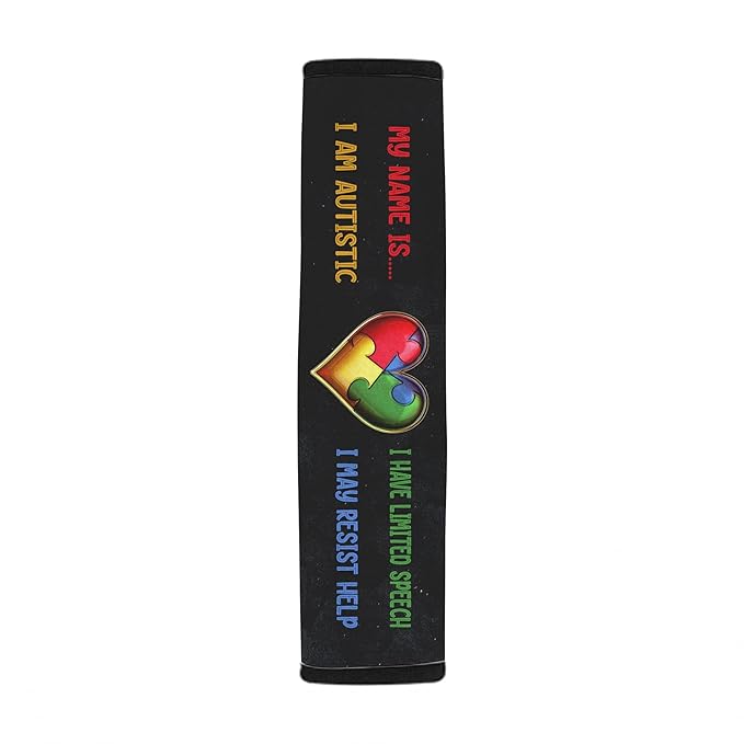 AprilLove I am Autistic Seat Belt Cover Special Need Car Covers for Kid Children Autsim Awareness Medical Alert Custom Name, 7'' x 10''