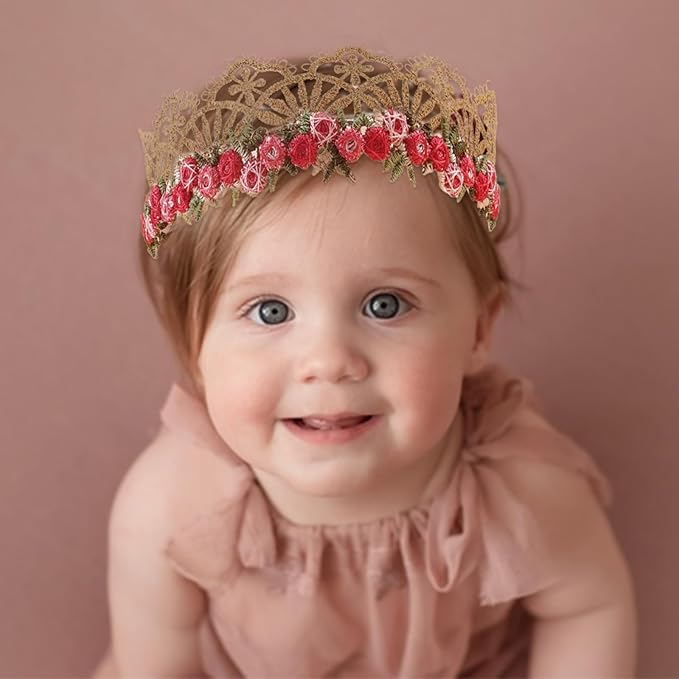 cherrboll 3pcs Baby Girl Headbands Flowers, Super Soft & Stretchy Nylon Floral Hairbands for Newborn Toddler