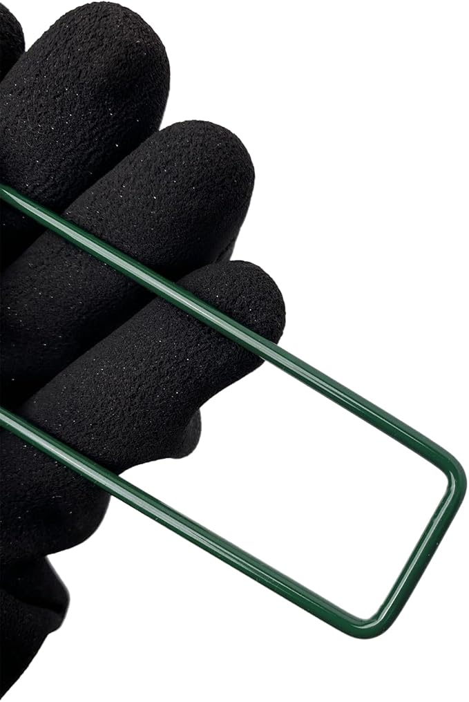 50Pcs Metal Garden Landscape Stakes 6 Inch Landscape Staples,Green Baked Enamel U Stakes for Ground for Weed Barrier,Outdoor Decoration,Tarps,Irrigation Pipes Fixed