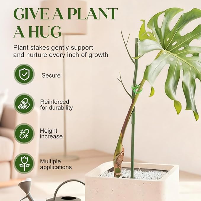 Monstera Plant Support, Adjustable and Stackable Garden Plant Support Stakes with Clamps for Indoor Outdoor Plants, Suitable for Supporting Monstera and Climbing Plants (5 Pack)