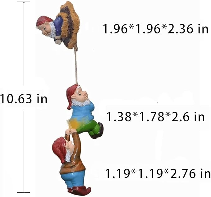 Climbing Gnome Patio Statue Gift,Outdoor Garden Fairy Elves Accent,Whimsical Gnomes Lawn Ornament Sculpture,Hanging Gnomes Yard Art, Funny Resin Decor,Clearance Tree Face Hugger Figurine