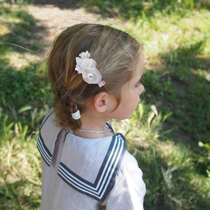 Flower Hair Clips Set-Cherrboll 3pcs Floral Hair Bow Accessories for Baby Girl Toddles Teen Gifts
