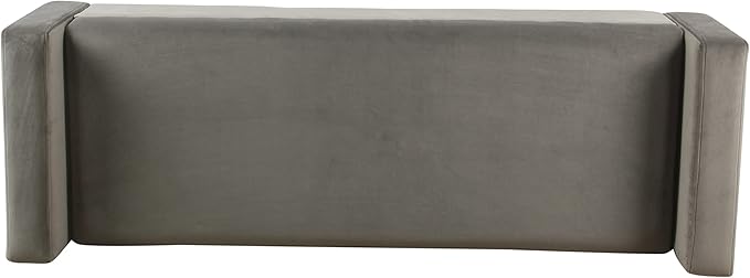 HomePop Home Decor | Upholstered Modern Velvet Storage Ottoman Bench | Ottoman Bench with Storage for Living Room & Bedroom | Decorative Home Furniture, Gray