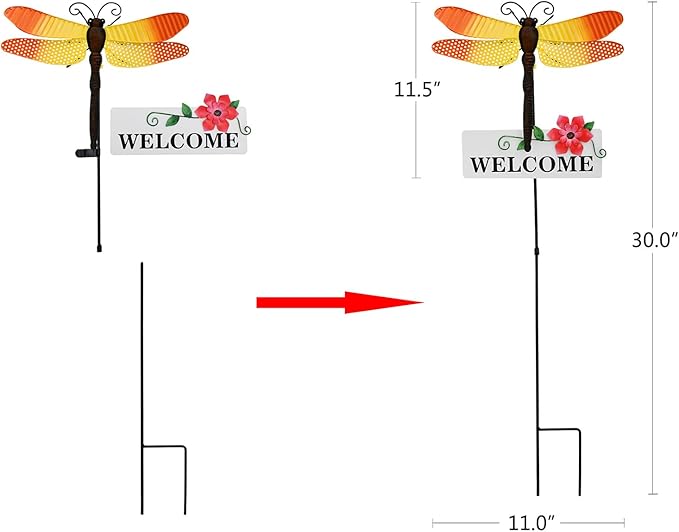 Veclotch Metal Butterfly Garden Stake,Rustic Butterfly Decorative Yard Stakes Metal Yard Art Ornaments Welcome Sign Outdoor Spring Garden Decor Patio Lawn Porch Pathway Decor (Dragonfly)
