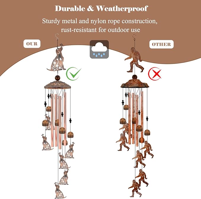 Dog Wind Chimes for Outside, 35‘’ Metal Dog WindChimes Gifts for Women/Men, Decoration for Outdoor, Home, Garden, Patio, Backyard