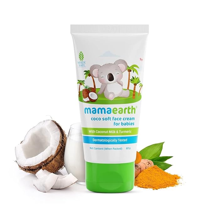 MAMAEARTH Coco Soft Face Cream for Babies with Coconut Milk & Turmeric 2.12 Oz (60g)