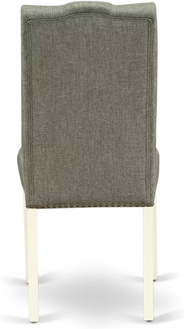 East West Furniture V097EL207-5 5 Piece Modern Dining Table Set Includes a Rectangle Wooden Table with V-Legs and 4 Gray Linen Fabric Upholstered Chairs, 40x72 Inch, Multi-Color
