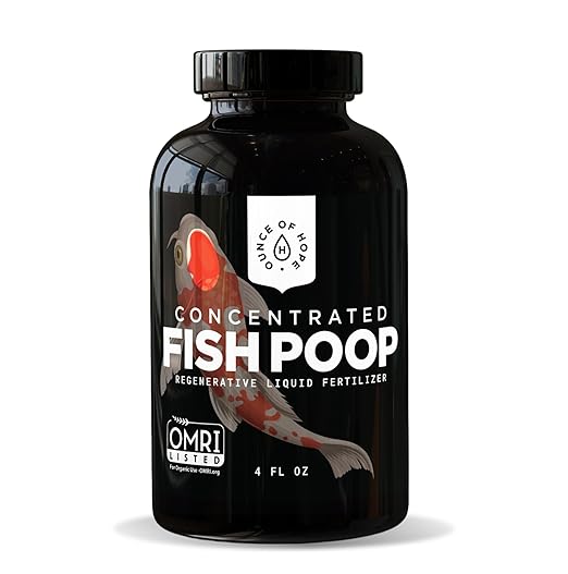 OMRI Listed Organic Concentrated Fish Poop - Liquid Fertilizer for Vegetable Gardens, Indoor Plant Food for Houseplants, Hydroponic Nutrients, Soil Amendment (4 Ounces)