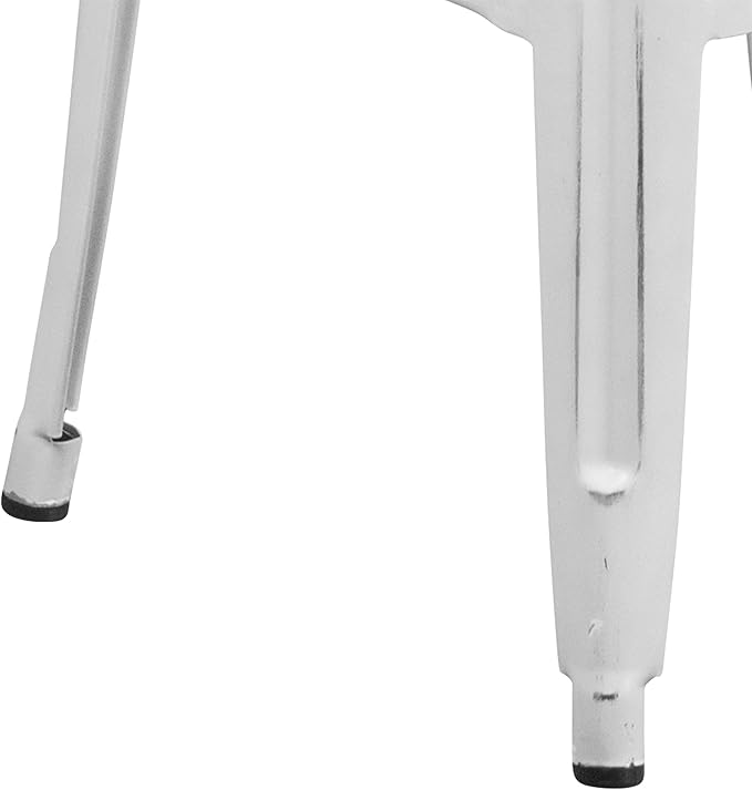 Flash Furniture Kai Commercial Grade 30" High Backless Distressed White Metal Indoor-Outdoor Barstool
