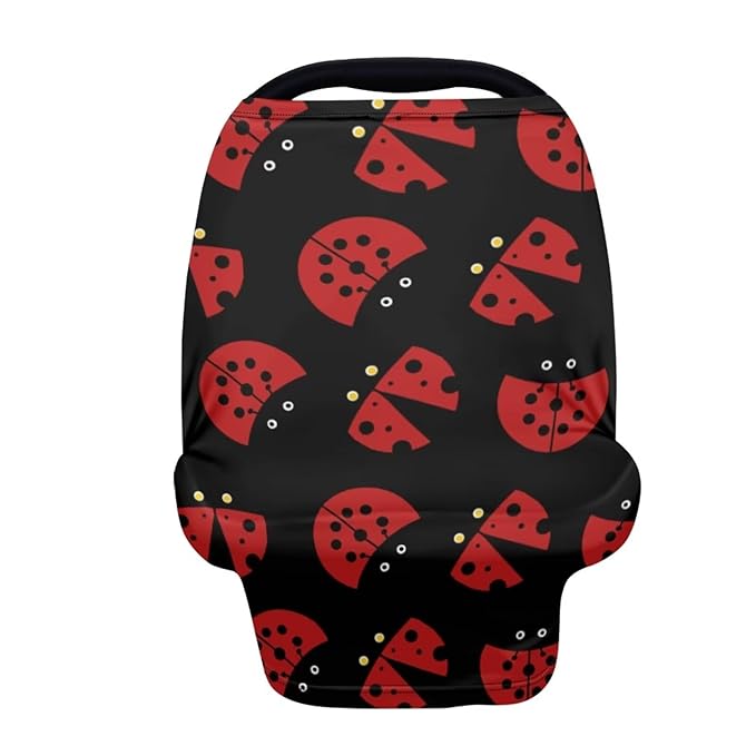 Forchrinse Red Ladybug Baby Car Seat Cover Infant Carseat Canopy for Boys Girls,Soft Ladybug Nursing Cover Breastfeeding Scarf Stretchy Stroller Cover for Babies