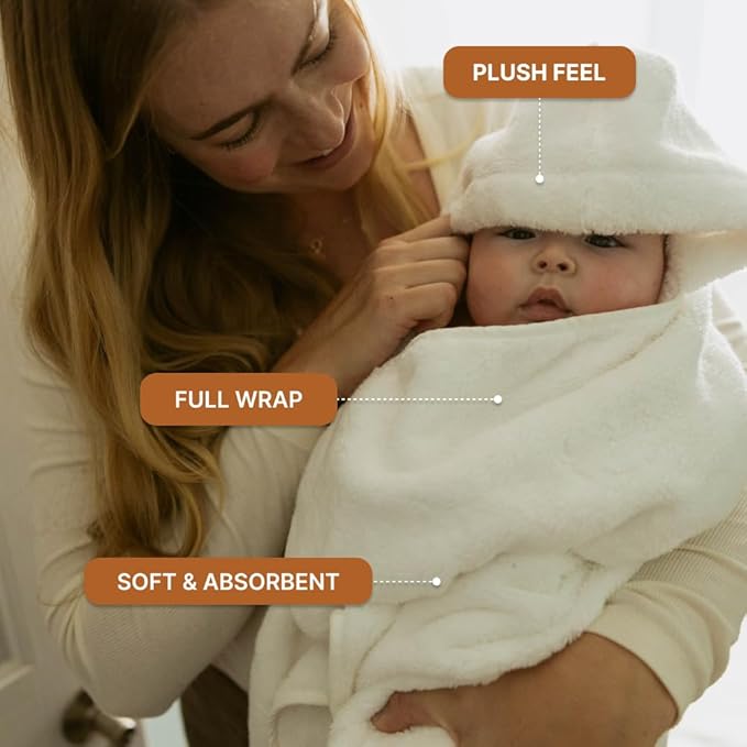 Parker Baby Co. Premium 100% Soft Ring Spun Cotton Hooded Toddler and Kid Bath Towel Plush Towel with Hood for Toddlers and Children