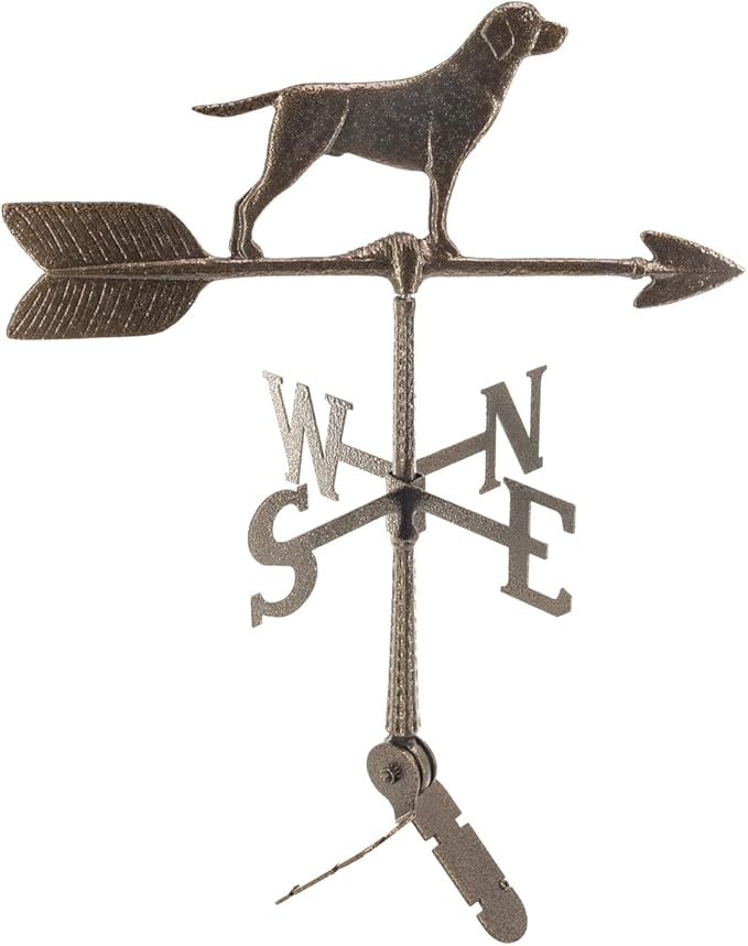 Montague Metal Products - 24″ Aluminum Retriever Weathervane - 6 Colors Available - Outdoor Windvane - Roof Metal Decor - Mount Included (4 to Choose from) - Hand Cast Aluminum Weathervane