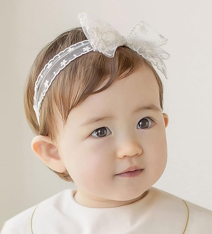 Bethynas Baby Girls Cute Bow-knot Headband Soft Lace Floral Hairbands Newborn Infant Toddlers Kids Hair Accessories (Style 2)