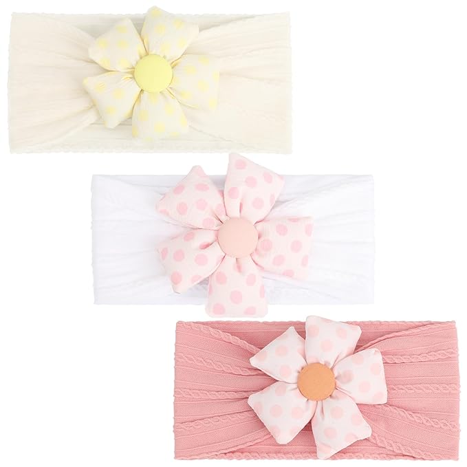 AQOKKA Baby Flower Headbands Nylon Baby Girl Headbands Soft Handmade Hairbands Toddler Hair Accessories for Girls Baby Newborn Infant Kids