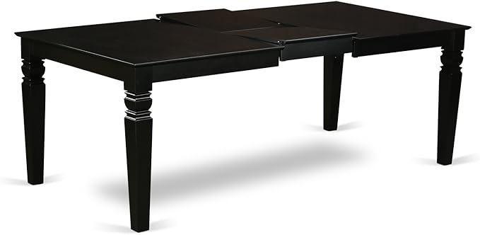 East West Furniture LGPF9-BLK-C 9 Piece Dining Set Includes a Rectangle Dining Table with Butterfly Leaf and 8 Linen Fabric Kitchen Room Chairs, 42x84 Inch, Black