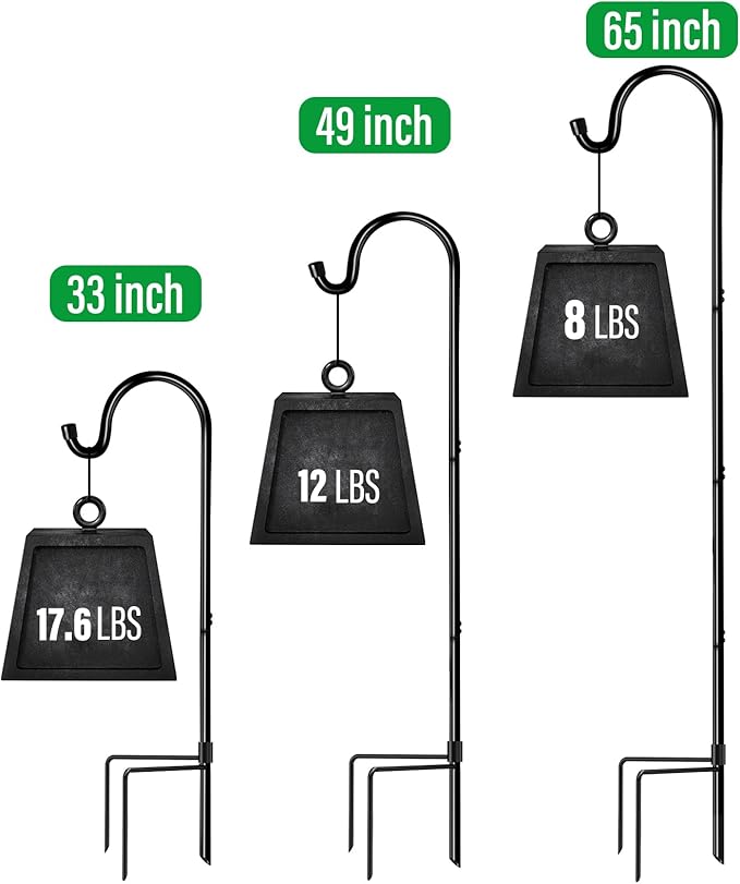 GOFORWILD Shepherd Hooks 2 Pack Adjustable, 49 inches Tall, Premium Metal Garden Hook for Outdoor, Hanging Plant, Solar Lights, Lanterns, Bird Feeders, and Wedding Decor, 7013
