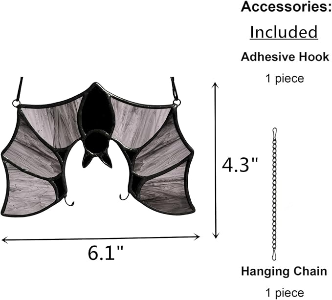Stained Glass Bat Decor Window Hangings Ornament, Gothic Bat Suncatcher Halloween Decorations Gifts, Handmade Occult Sun Catchers Indoor Window Home Decor