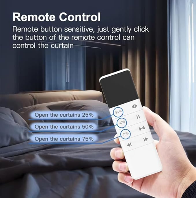 Matter Smart Curtain Track System, Hidden Motorized Curtain Rail, 1.8N.m 60kg Load, QR Pairing WiFi, Compatible with HomeKit Alexa Google Home SmartThings, Remote (5 meters (196.8 inches))