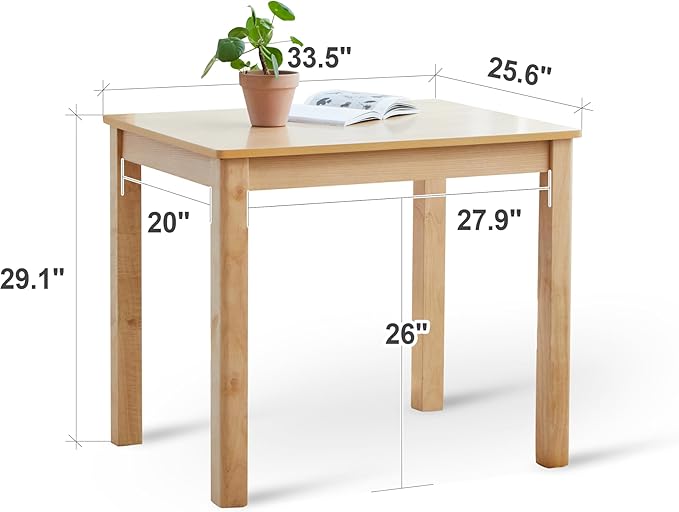 Livinia Cabin 33.5" Wooden Dining Table/Small Rectangular Modern Farmhouse Solid Wood Kitchen Table Desk (Natural)