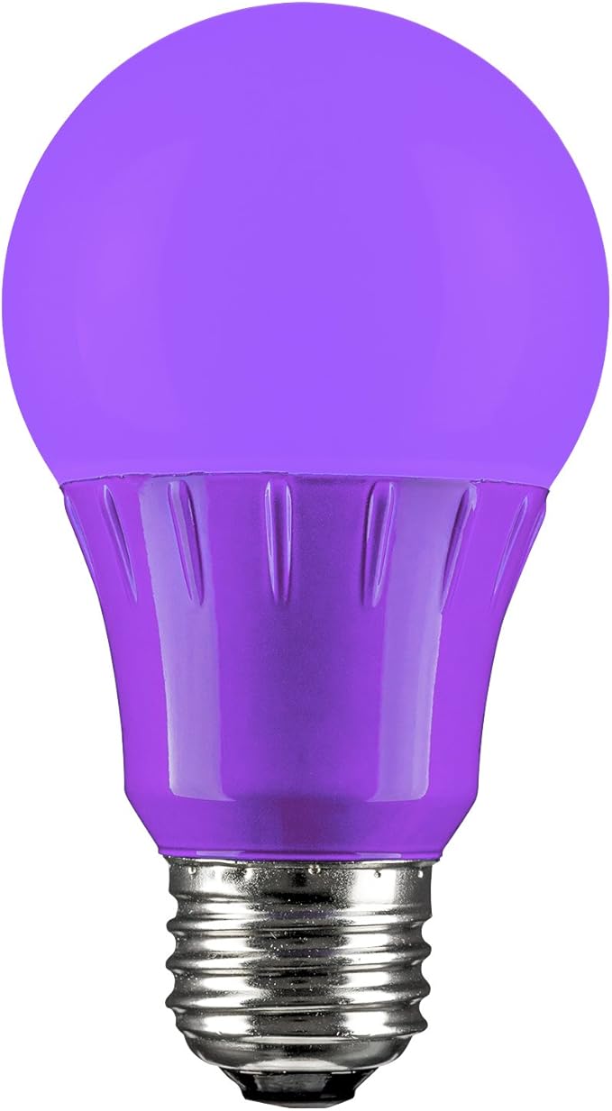 Sunlite LED A19 Colored Light Bulb, 3 Watts (25w Equivalent), E26 Medium Base, Non-Dimmable, UL Listed, Party Decoration, Holiday Lighting, Purple, 1 Count