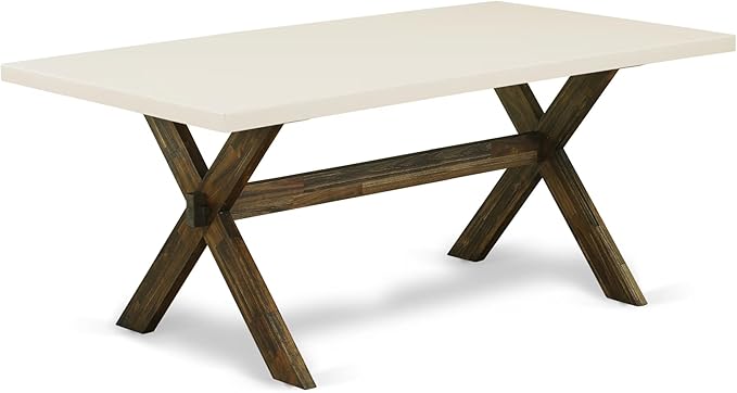 East West Furniture X727VE703-5 5 Piece Dinette Set for 4 Includes a Rectangle Dining Room Table with X-Legs and 4 Brown Linen Fabric Upholstered Parson Chairs, 40x72 Inch, Multi-Color