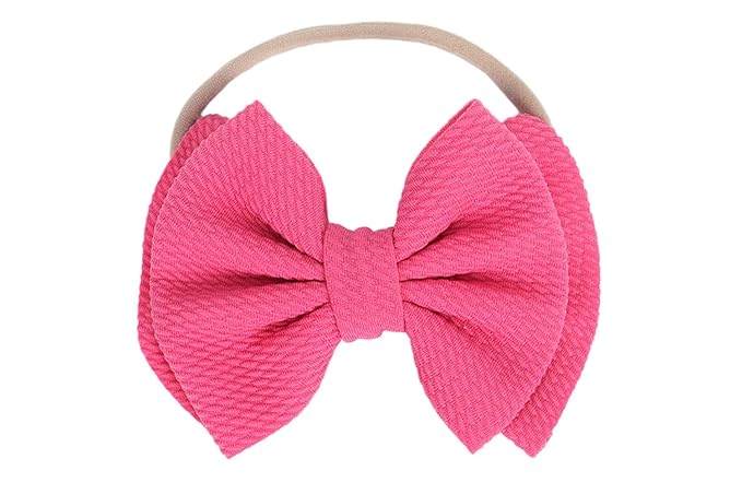 Baby Girl's 5 Inches Soft Double Bow-knot Nylon Headband Toddler Headdress for Photography Party Festivals (Fuchsia)