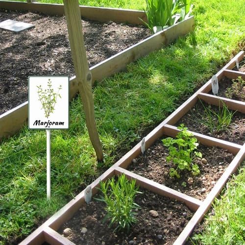 FemiaD Plant Label Signs Planted Herb Garden Markers Waterproof Aluminum Plant Stake Tags Marjoram Sign for Nursery Indoor Outdoor Garden Decoration 7x8.8inch