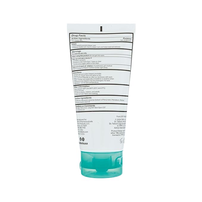 Dr. Talbot's Baby Diaper Rash Ointment - 2 oz - Zinc Oxide Skin Protectant with Peruvian Balsam - Treats and Prevents Rash