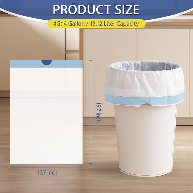 240 Count 4 Gallon Small Trash Bags Drawstring 1.1 Mil
