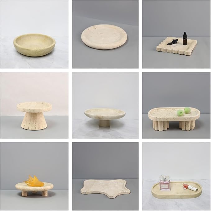 Modern Style Marble Tray Organizer - Modern Stone Decoration for Living Room, Dining Table, Office - Stylish Key and Jewelry Holder(Beige9)