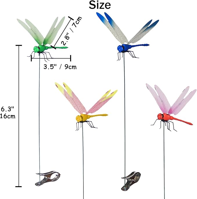 Kleeblatt Dragonfly Clip 16pcs - Dragon Fly Clips, Hair Accessories, Garden Decor, and Outdoor Decorative Stakes - Ideal for Garden & Patio Enhancement(in Boxs)