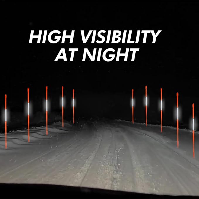 4ft Pro Snow Stakes - 48" x 5/16" Driveway Markers, Pointed Tip, Hy Viz Reflective Tape, Armor Cap (Choose Color/Quantity) (20, Yellow)