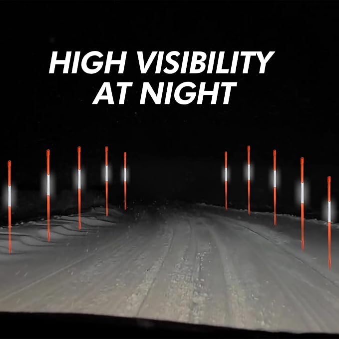 4ft Pro Snow Stakes - 48" x 5/16" Driveway Markers, Pointed Tip, Hy Viz Reflective Tape, Armor Cap (Choose Color/Quantity) (50, Yellow)