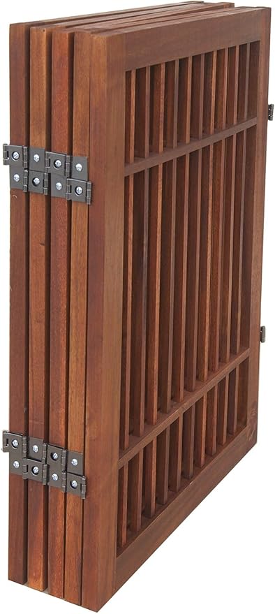 Pet Dog Gate Strong and Durable Freestanding Folding Acacia Hardwood Portable Wooden Fence Indoors or Outdoors by Urnporium (Brown Pet Gate, 5 Panel 24" Tall)